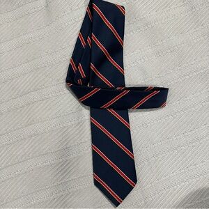 Navy blue and red striped Yale necktie, polyester
